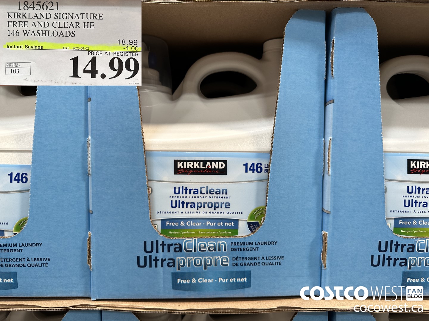 1845621 KIRKLAND SIGNATURE FREE AND CLEAR HE 5.99 L 133 WASHLOADS ($4.00 INSTANT SAVINGS EXPIRES ON 2023-07-02) $14.99