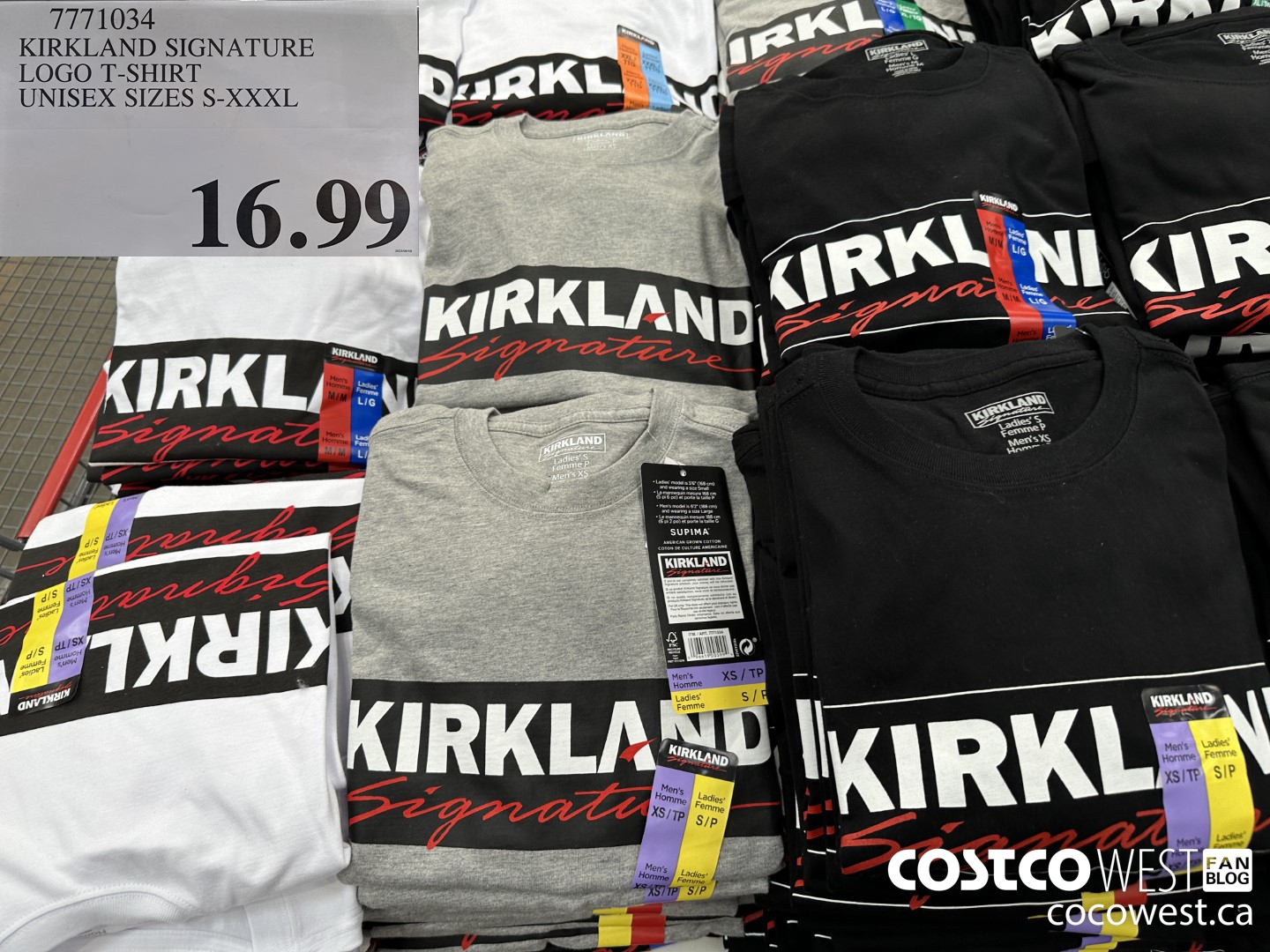 7771034 KIRKLAND SIGNATURE LOGO T-SHIRT UNISEX SIZES S-XXXL $16.99