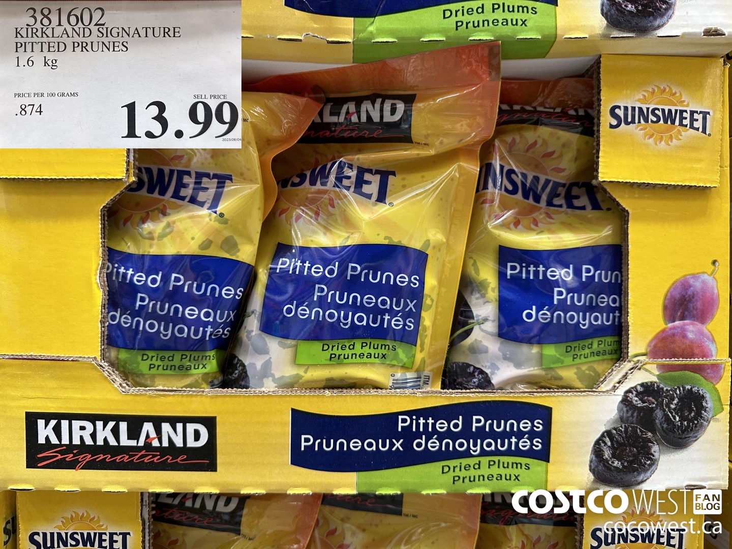381602 KIRKLAND SIGNATURE PITTED PRUNES 1.6 kg $13.99