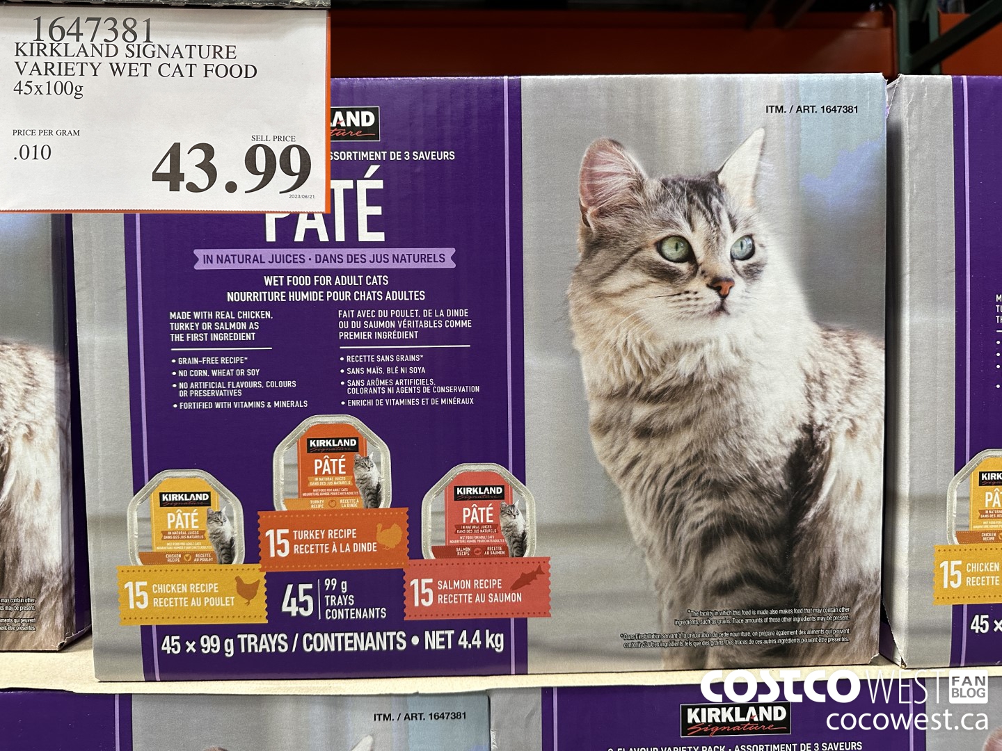 1647381 KIRKLAND SIGNATURE VARIETY WET CAT FOOD 45/3.5OZ $43.99