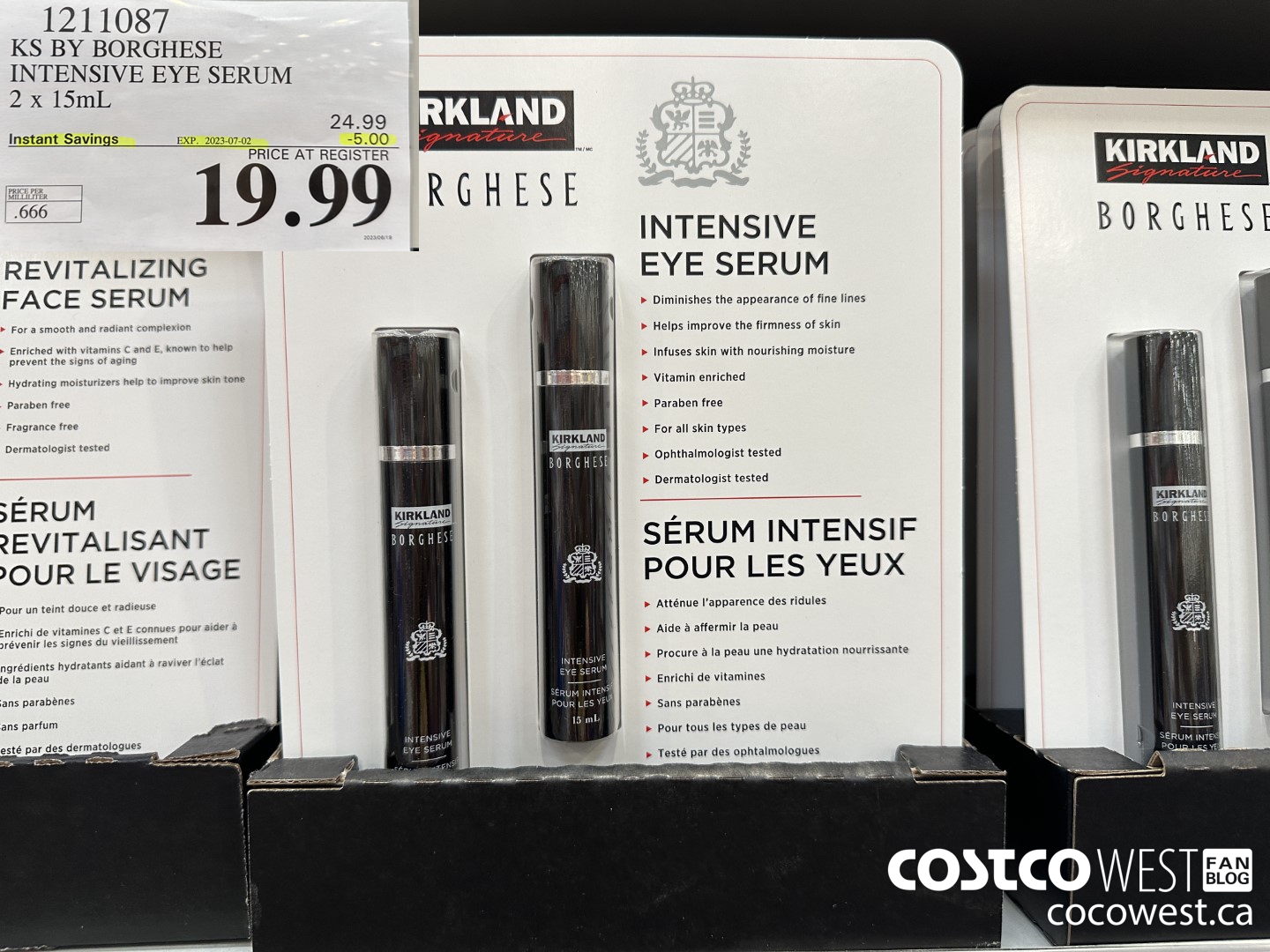 1211087 KS BY BORGHESE INTENSIVE EYE SERUM 2 x 15mL ($5.00 INSTANT SAVINGS EXPIRES ON 2023-07-02) $19.99