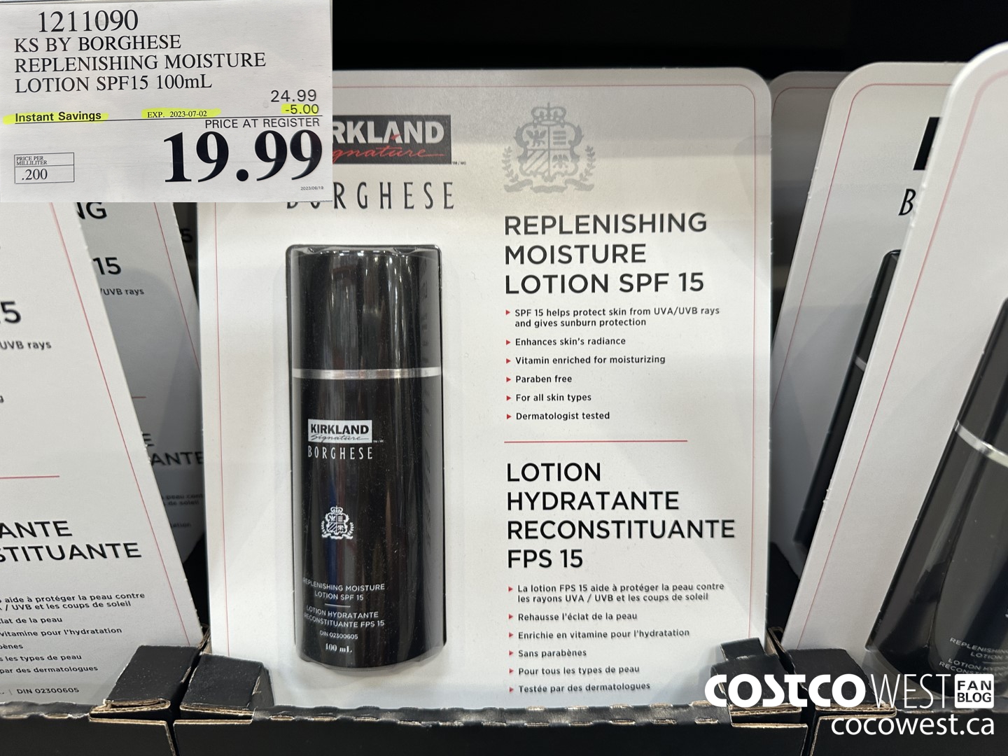 1211090 KS BY BORGHESE REPLENISHING MOISTURE LOTION SPF15 100mL ($5.00 INSTANT SAVINGS EXPIRES ON 2023-07-02) $19.99