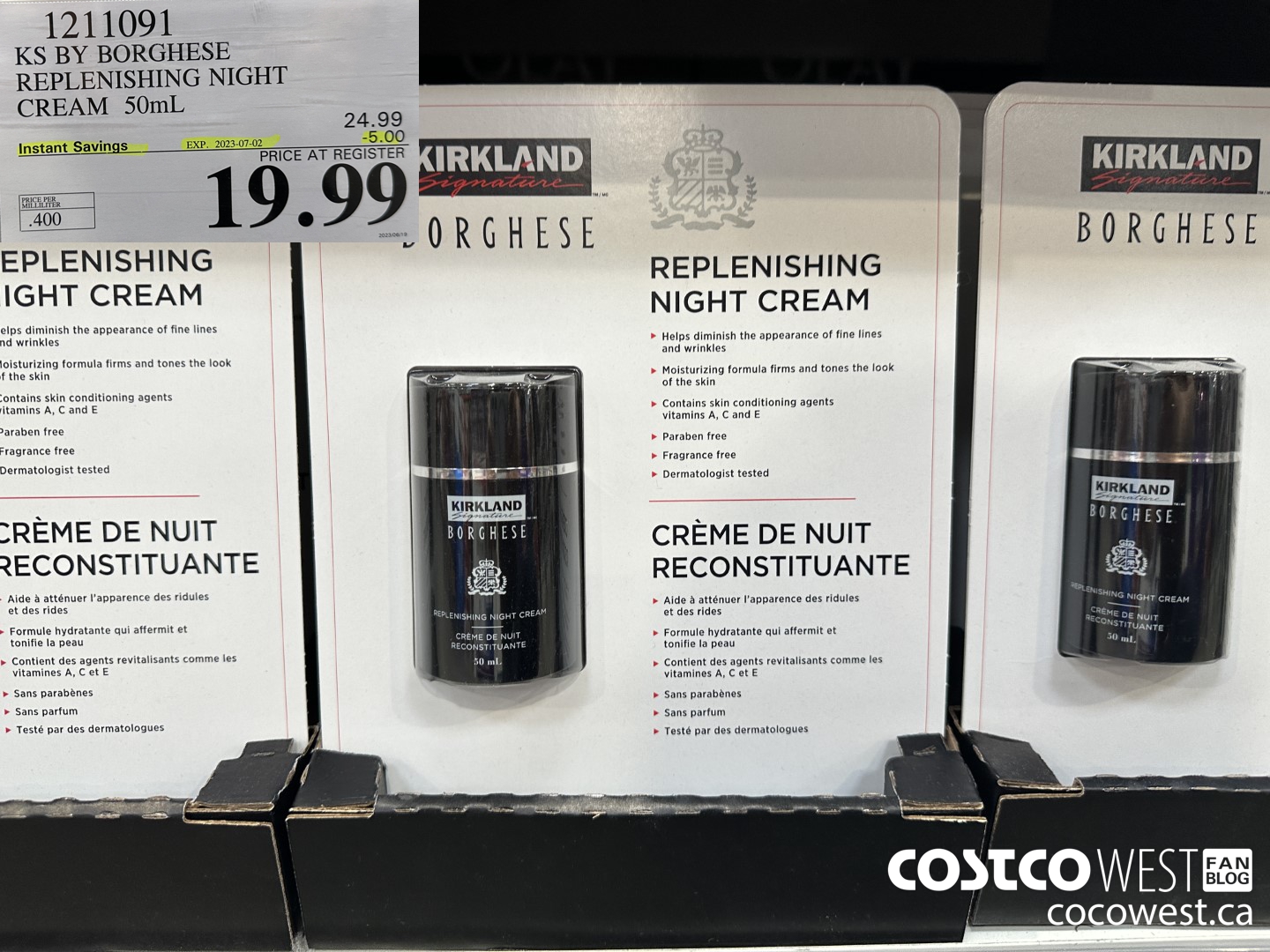 1211091 KS BY BORGHESE REPLENISHING NIGHT CREAM 50mL ($5.00 INSTANT SAVINGS EXPIRES ON 2023-07-02) $19.99
