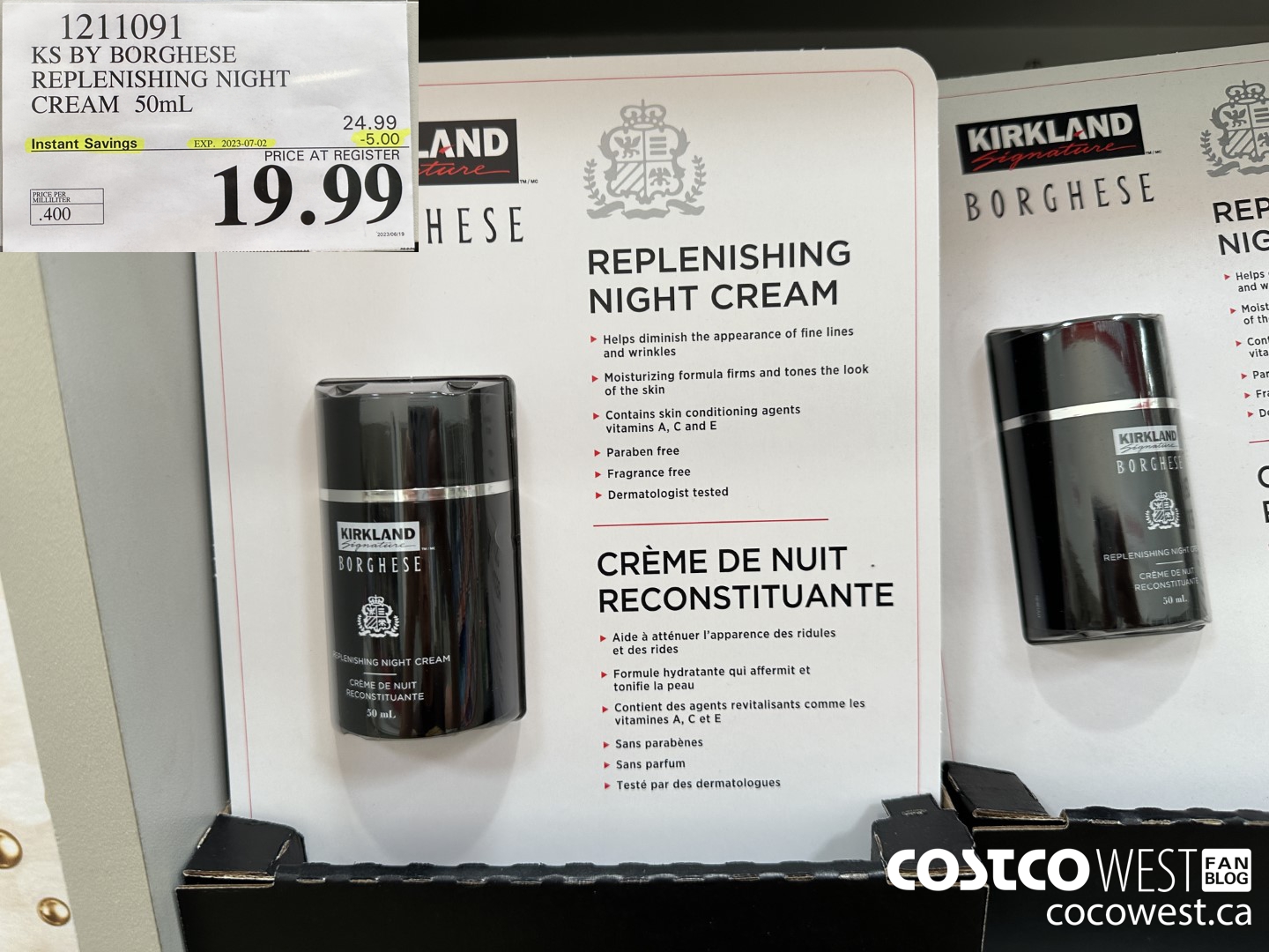 1211091 KS BY BORGHESE REPLENISHING NIGHT CREAM 50mL ($5.00 INSTANT SAVINGS EXPIRES ON 2023-07-02) $19.99
