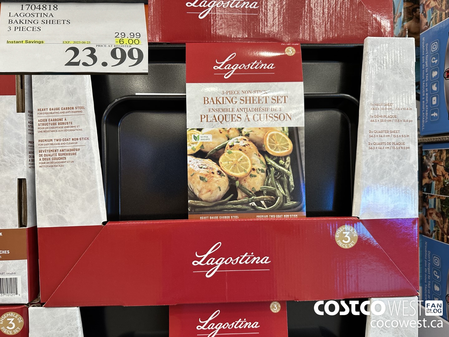 1704818 LAGOSTINA BAKING SHEETS 3 PIECES ($6.00 INSTANT SAVINGS EXPIRES ON 2023-06-25) $23.99