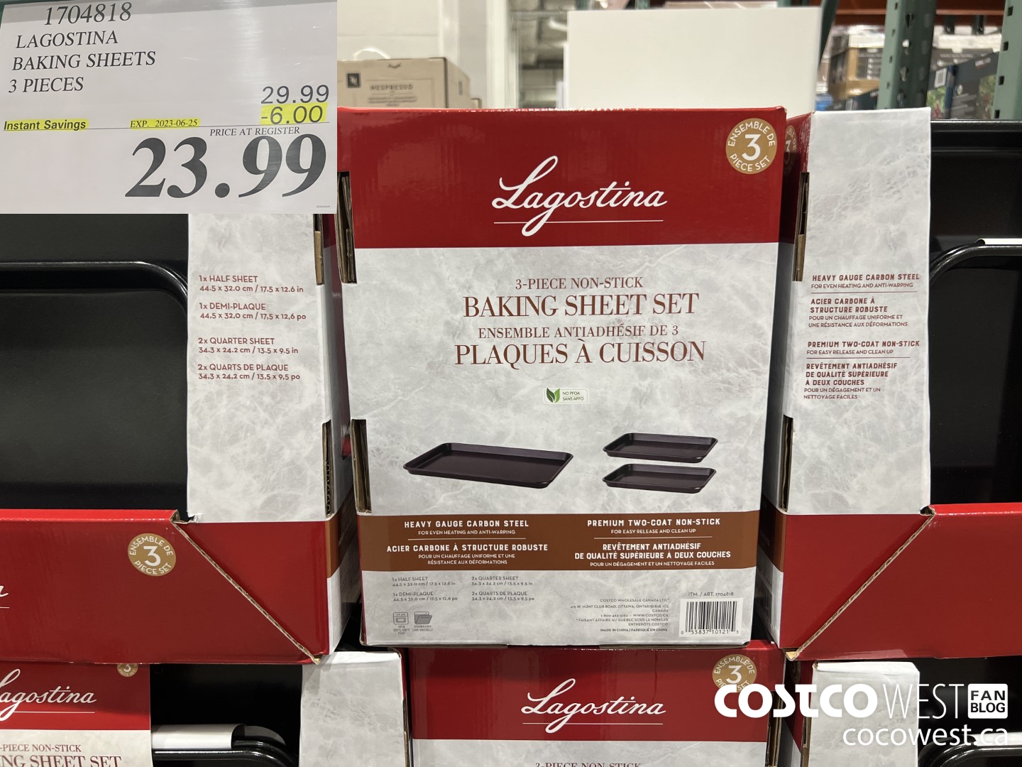 1704818 LAGOSTINA BAKING SHEETS 3 PIECES ($6.00 INSTANT SAVINGS EXPIRES ON 2023-06-25) $23.99