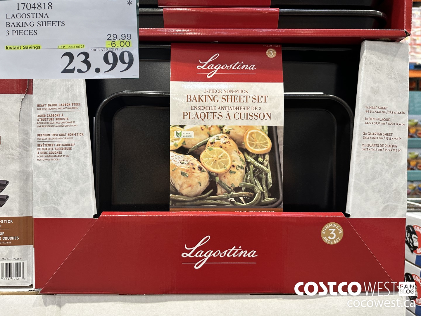1704818 LAGOSTINA BAKING SHEETS 3 PIECES ($6.00 INSTANT SAVINGS EXPIRES ON 2023-06-25) $23.99