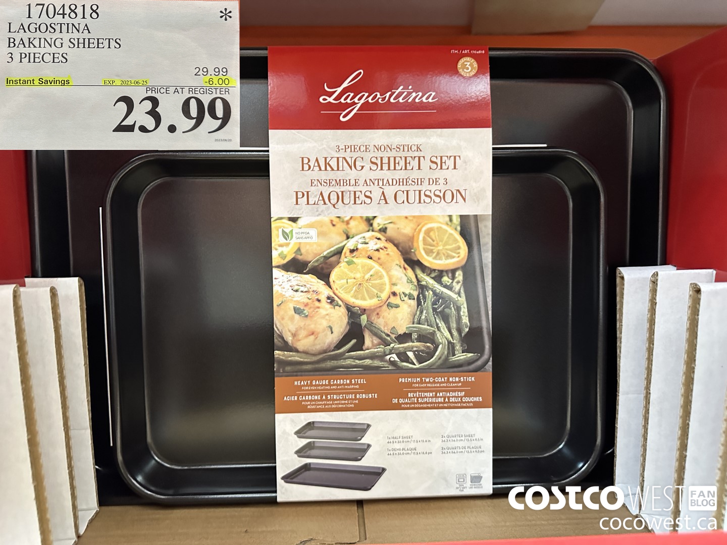 1704818 LAGOSTINA BAKING SHEETS 3 PIECES ($6.00 INSTANT SAVINGS EXPIRES ON 2023-06-25) $23.99