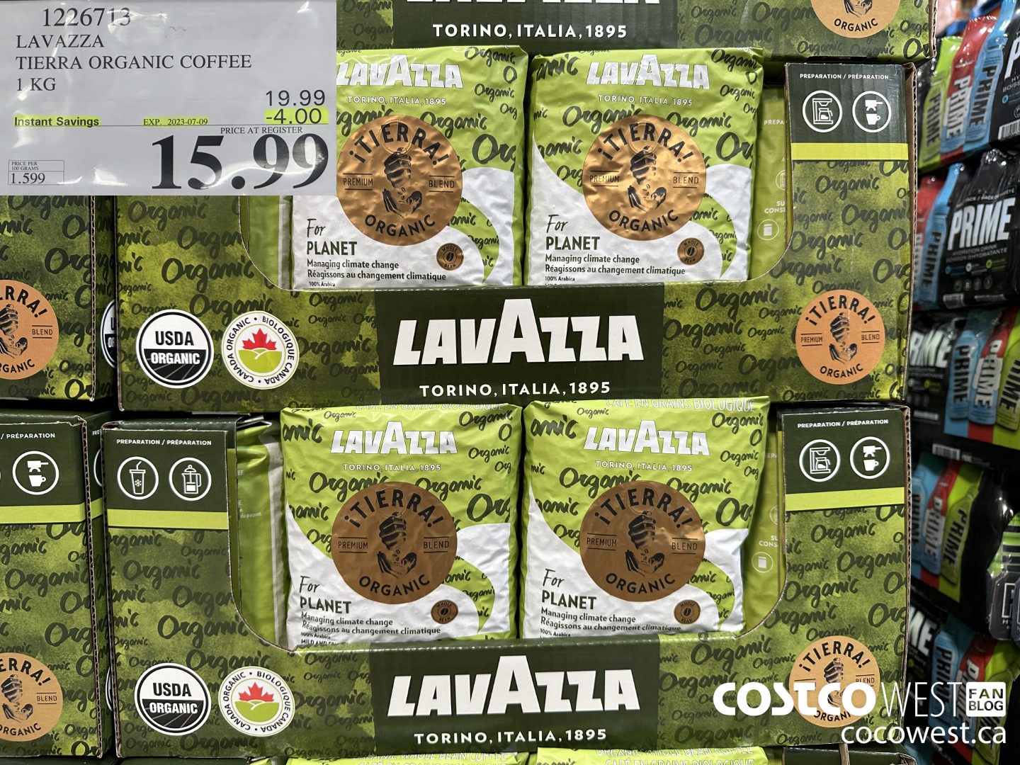 1226713 LAVAZZA TIERRA ORGANIC COFFEE 1 KG ($4.00 INSTANT SAVINGS EXPIRES ON 2023-07-09) $15.99
