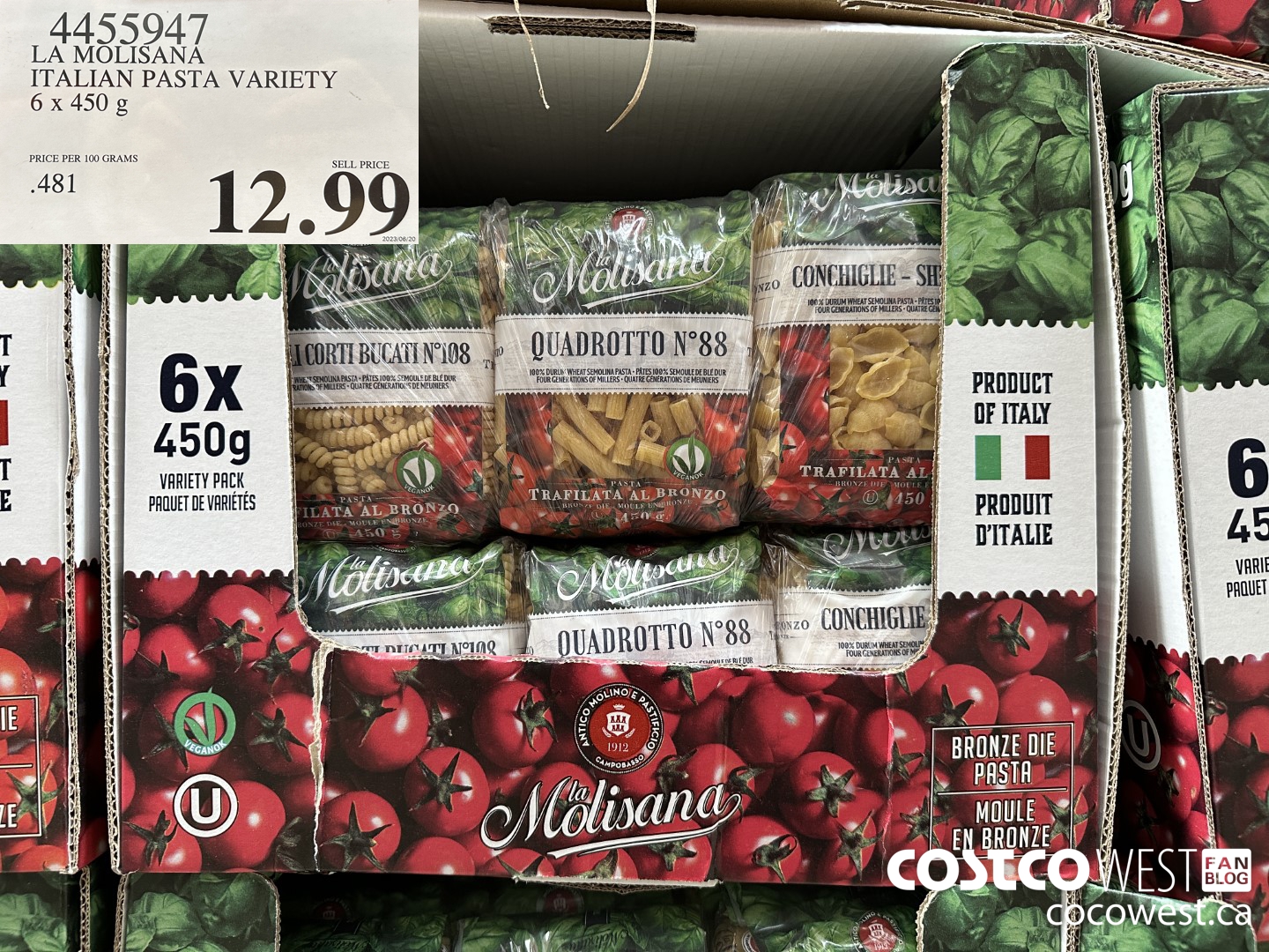 4455947 LA MOLISANA ITALIAN PASTA VARIETY 6 X 450G $12.99