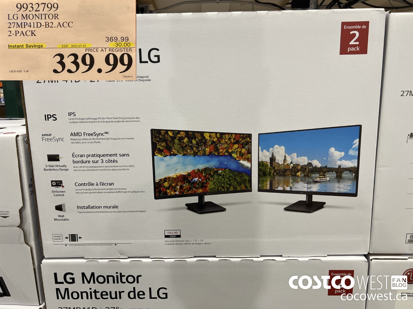 9932799 LG MONITOR 27MP41D-B2.ACC 2-PACK ($30.00 INSTANT SAVINGS EXPIRES ON 2023-07-03) $339.99