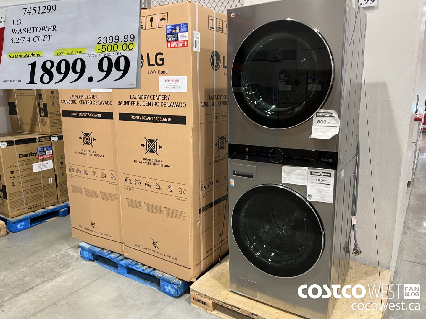 7451299 LG WASHTOWER 5.2/7.4 CUFT ($500.00 INSTANT SAVINGS EXPIRES ON 2023-07-05) $1899.99