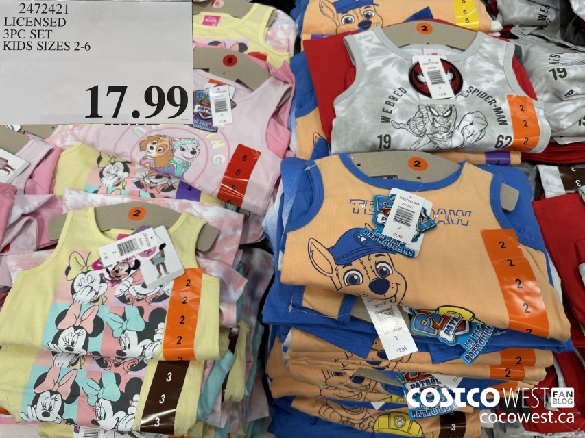 2472421 LICENSED 3PC SET KIDS SIZES 2-6 $17.99