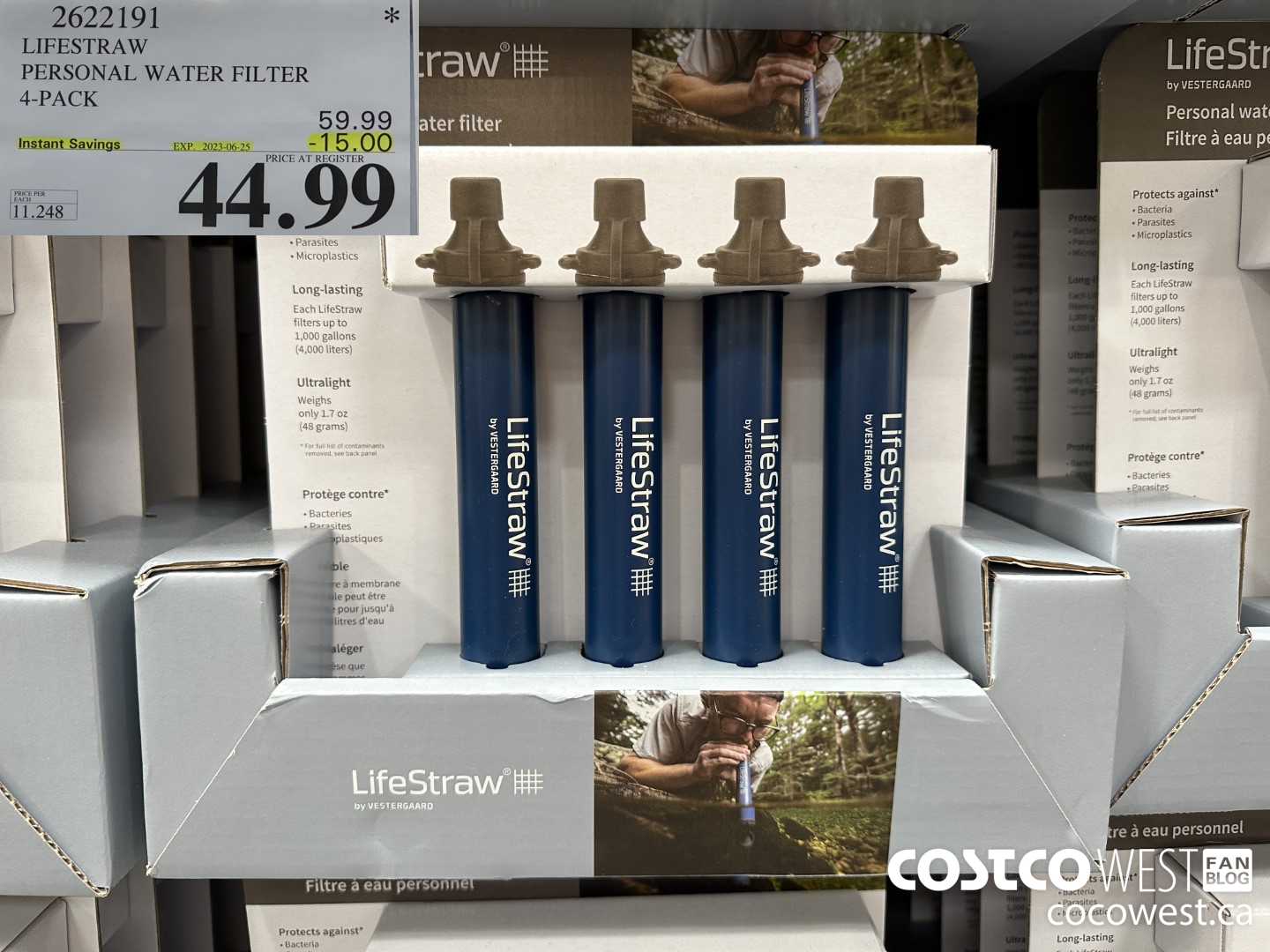 2622191 LIFESTRAW PERSONAL WATER FILTER 4-PACK ($15.00 INSTANT SAVINGS EXPIRES ON 2023-06-25) $44.99