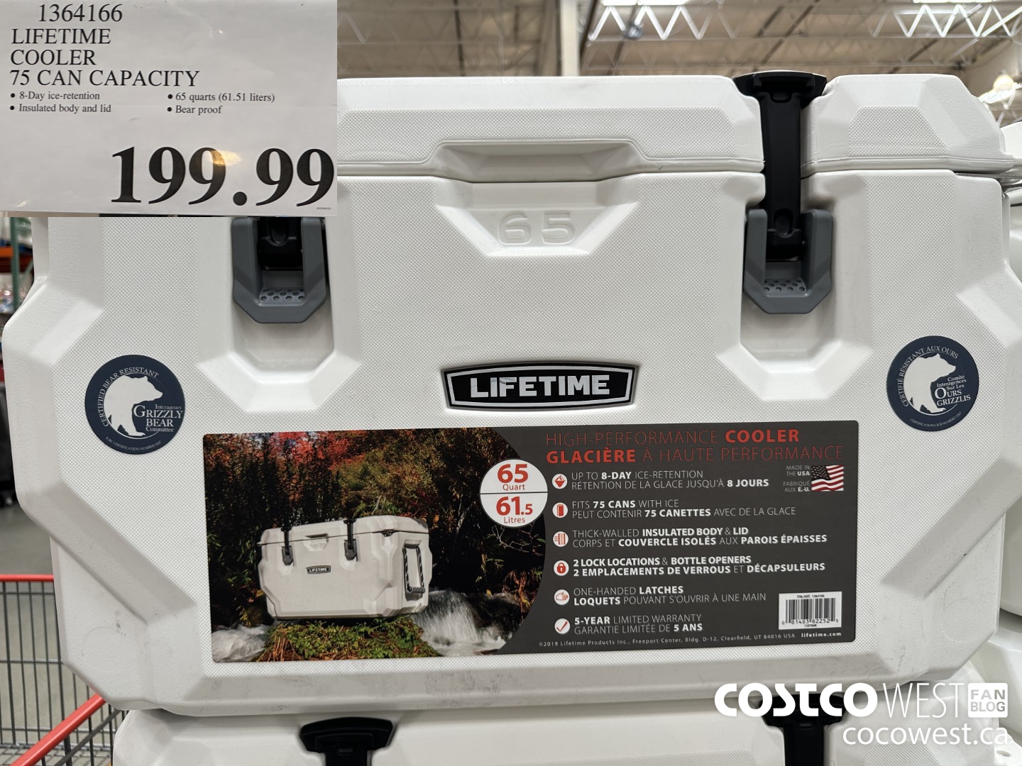 1364166 LIFETIME COOLER 75 CAN CAPACITY $199.99