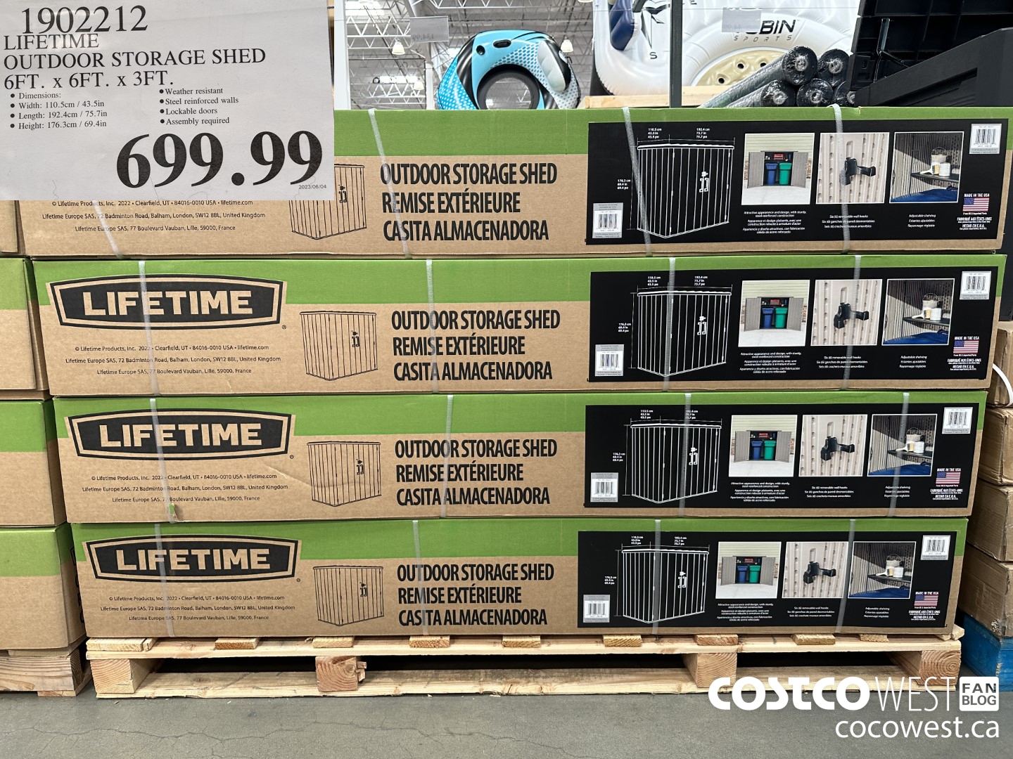 1902212 LIFETIME OUTDOOR STORAGE SHED 6FT X 6FT X 3FT $699.99