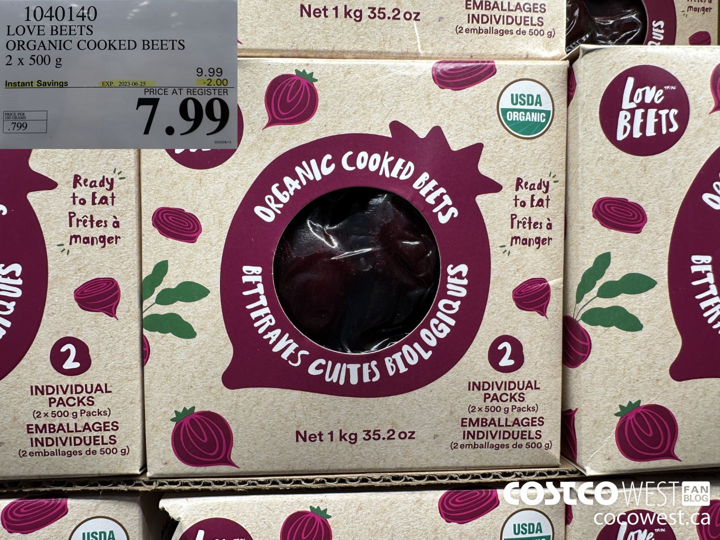 1040140 LOVE BEETS ORGANIC COOKED BEETS 1KG ($2.00 INSTANT SAVINGS EXPIRES ON 2023-06-25) $7.99