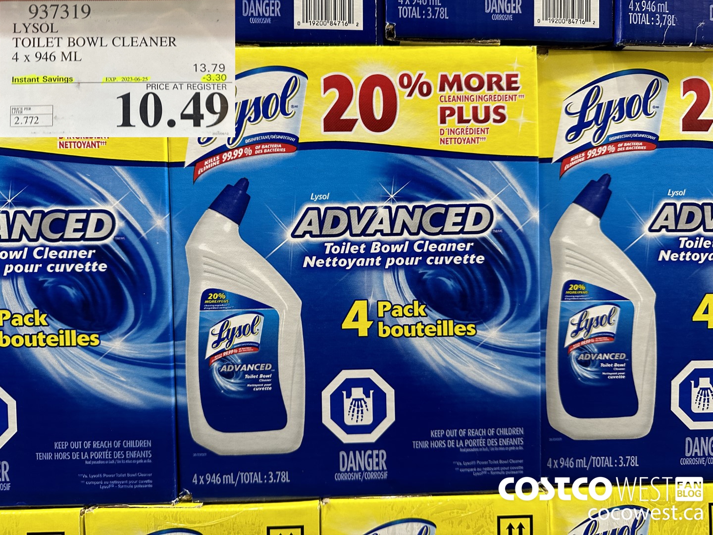 937319 LYSOL TOILET BOWL CLEANER 4 x 946 ML ($3.30 INSTANT SAVINGS EXPIRES ON 2023-06-25) $10.49