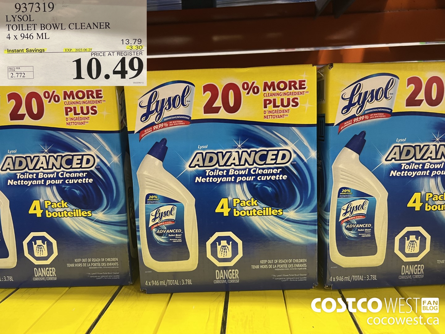 937319 LYSOL TOILET BOWL CLEANER 4 x 946 ML ($3.30 INSTANT SAVINGS EXPIRES ON 2023-06-25) $10.49