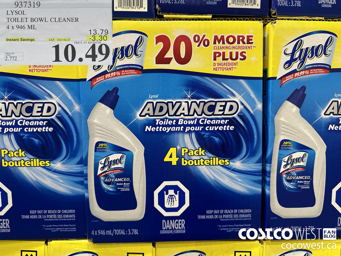937319 LYSOL TOILET BOWL CLEANER 4 x 946 ML ($3.30 INSTANT SAVINGS EXPIRES ON 2023-06-25) $10.49