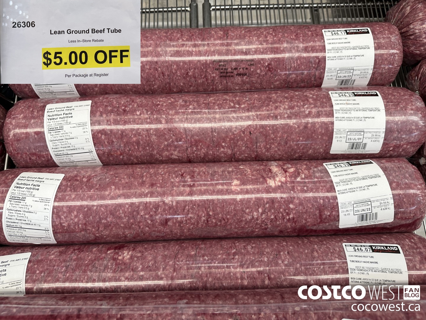 26306 Lean Ground Beef Tube ($5.00 INSTANT SAVINGS)