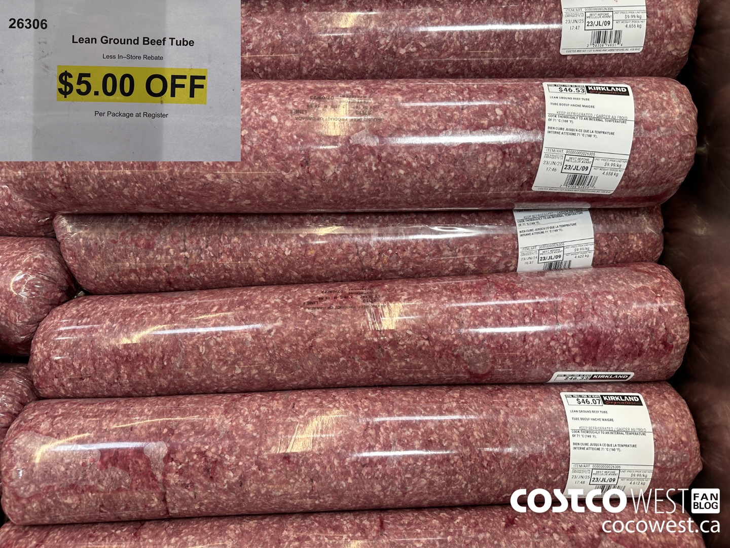 26306 Lean Ground Beef Tube ($5.00 INSTANT SAVINGS)