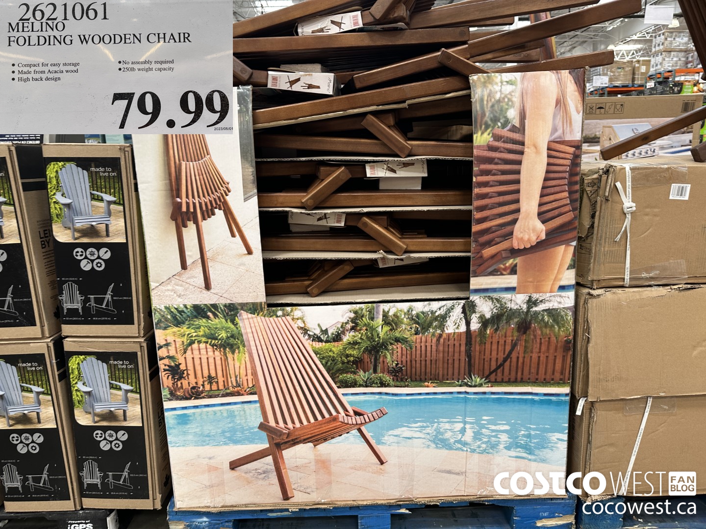 2621061 MELINO FOLDING WOODEN CHAIR $79.99