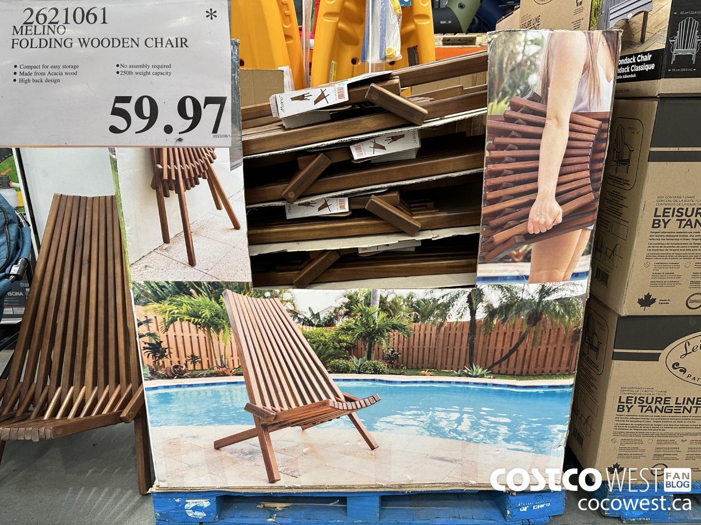 2621061 MELINO FOLDING WOODEN CHAIR $59.97