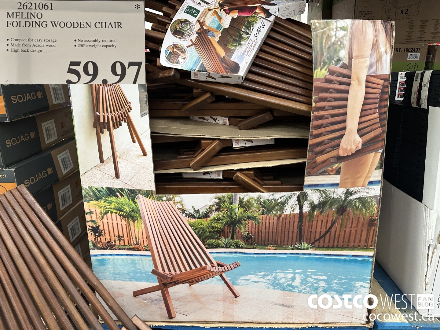 2621061 MELINO FOLDING WOODEN CHAIR $59.97