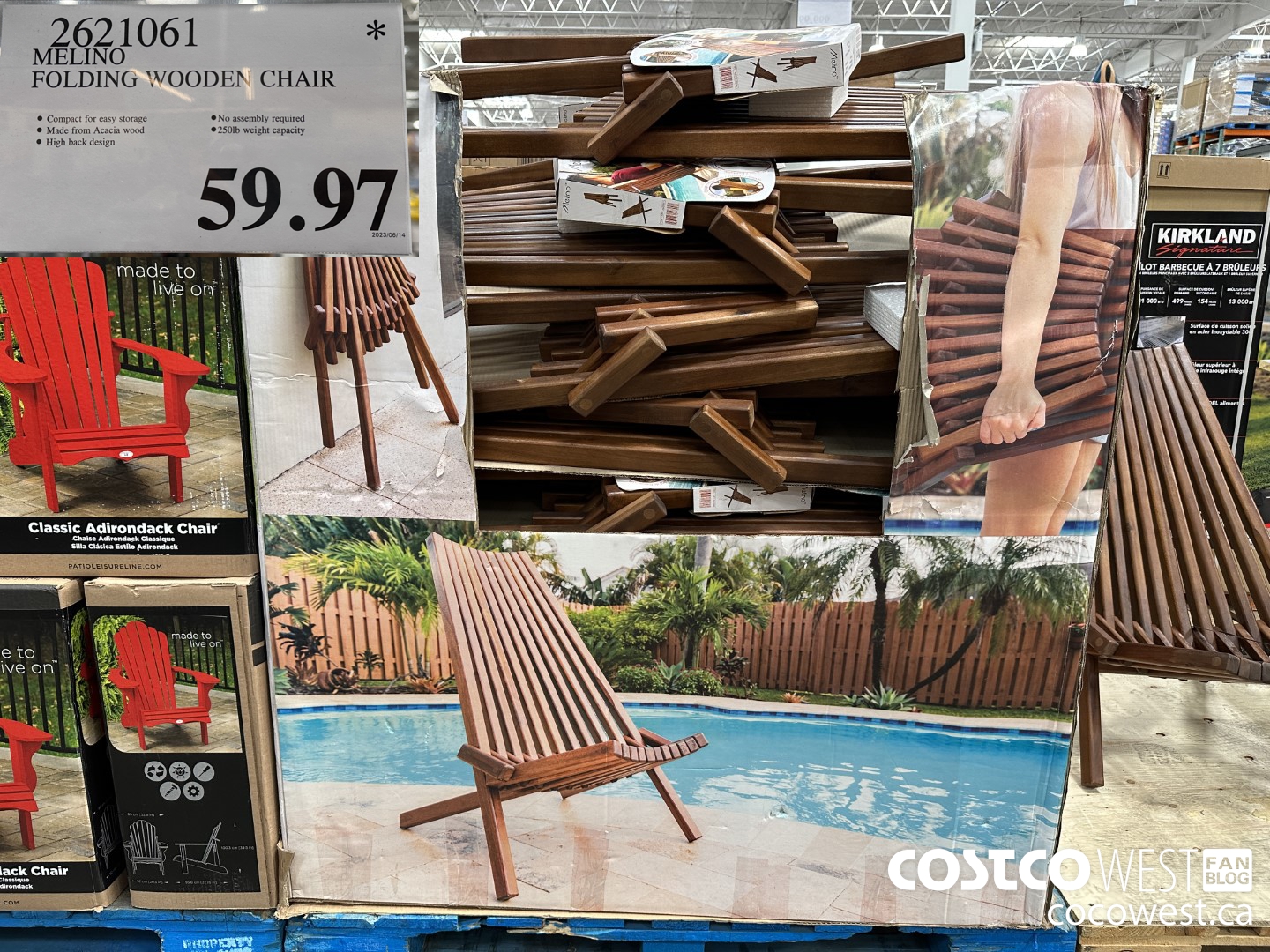 2621061 MELINO FOLDING WOODEN CHAIR $59.97