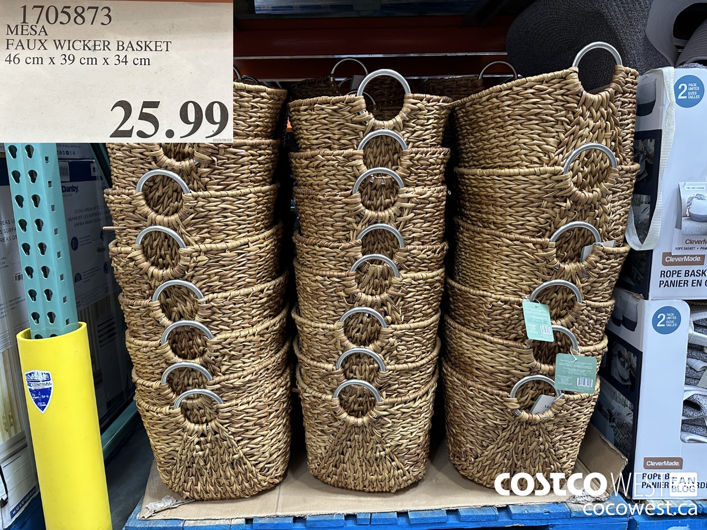 1705873 MESA FAUX WICKER BASKET 46CM X 39CM X 34CM $25.99