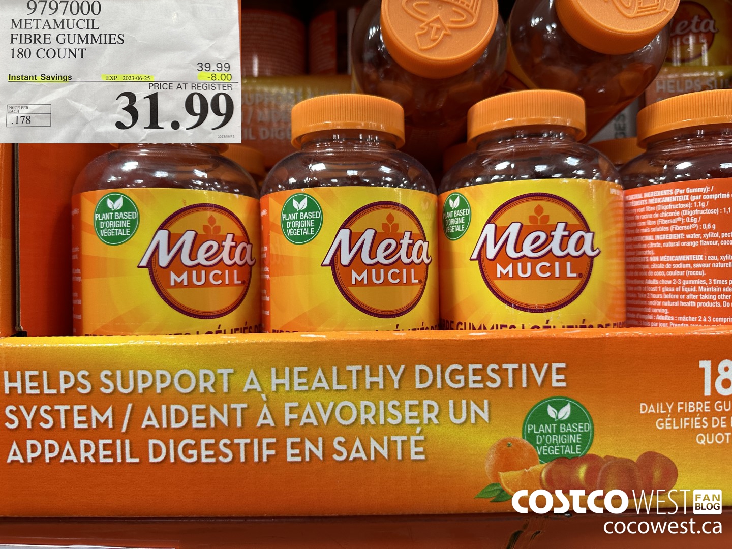 9797000 METAMUCIL FIBRE GUMMIES 180 COUNT ($8.00 INSTANT SAVINGS EXPIRES ON 2023-06-25) $31.99