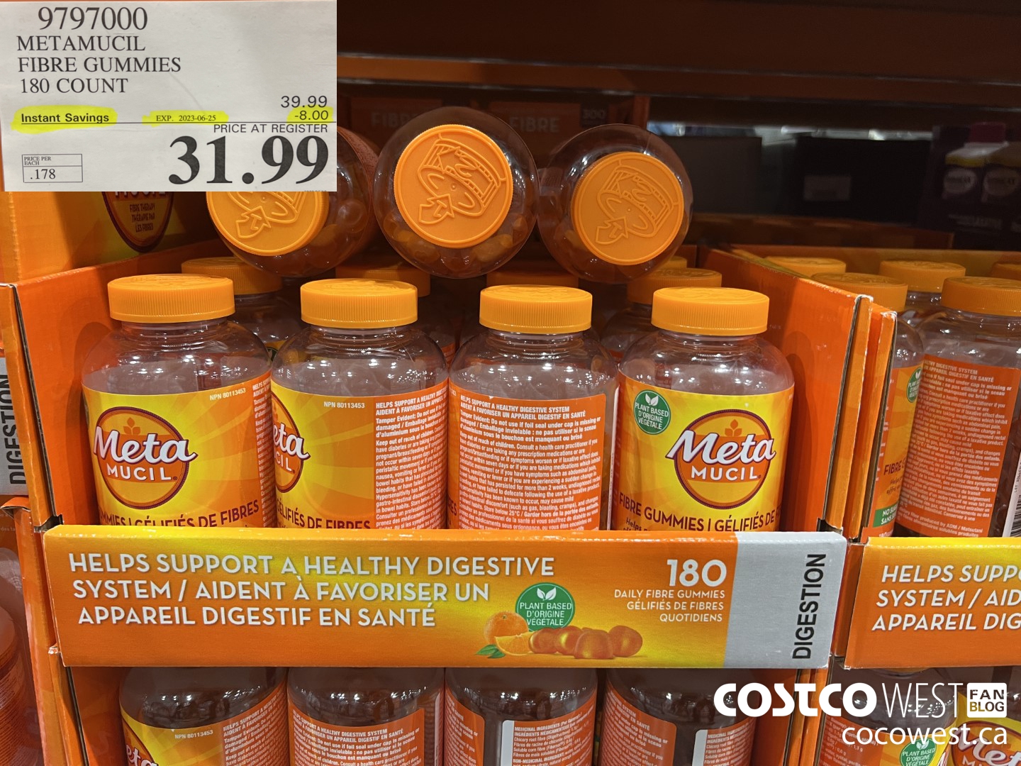 9797000 METAMUCIL FIBRE GUMMIES 180 COUNT ($8.00 INSTANT SAVINGS EXPIRES ON 2023-06-25) $31.99