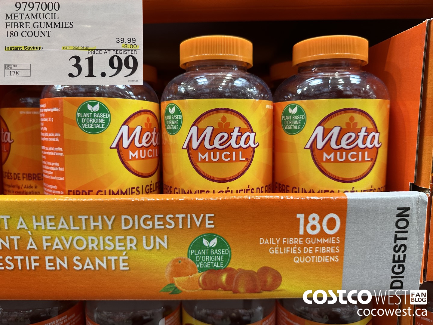 9797000 METAMUCIL FIBRE GUMMIES 180 COUNT ($8.00 INSTANT SAVINGS EXPIRES ON 2023-06-25) $31.99