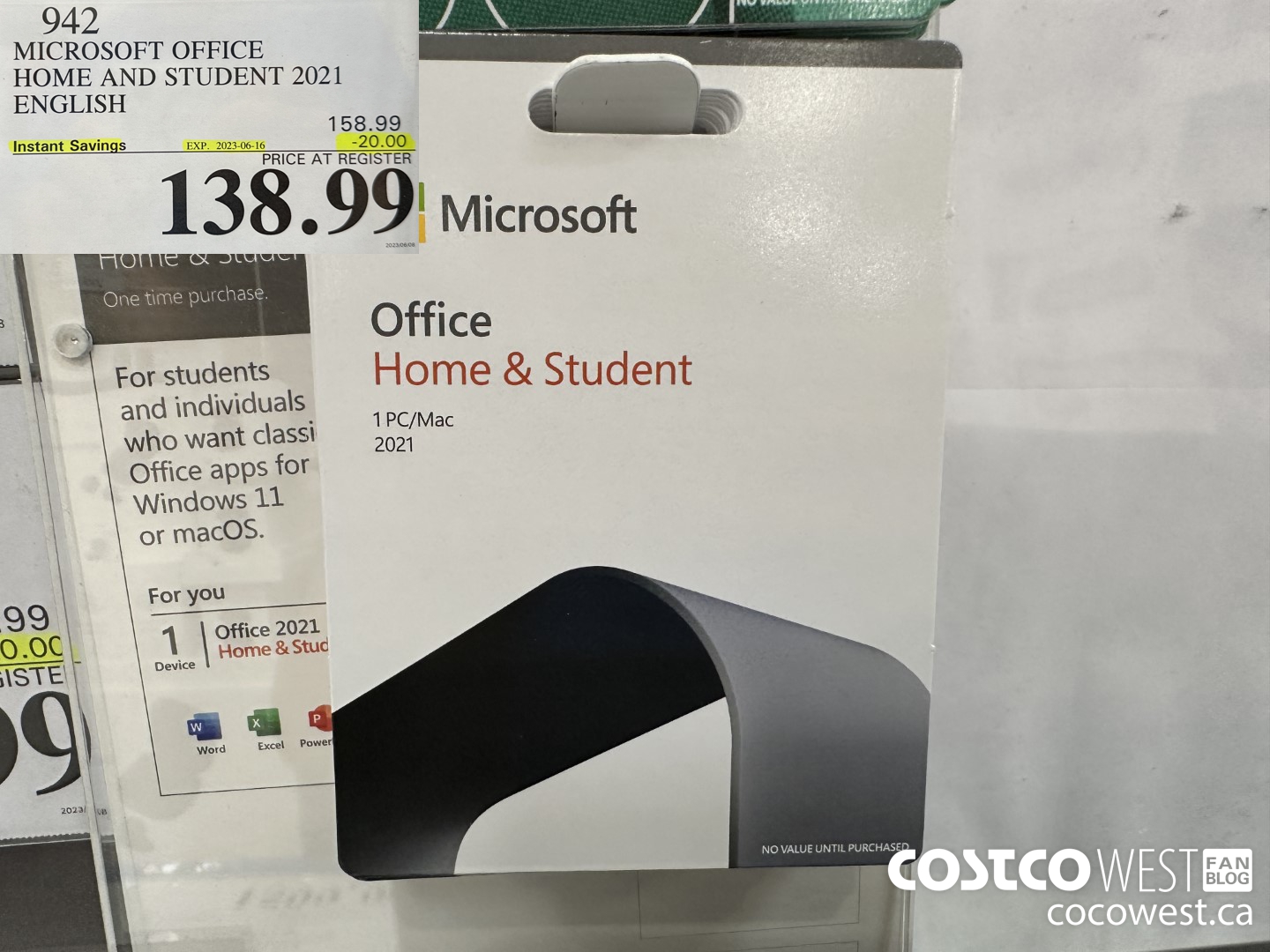 942 MICROSOFT OFFICE HOME AND STUDENT 2021 ENGLISH  ($20.00 INSTANT SAVINGS EXPIRES ON 2023-06-16) $138.99