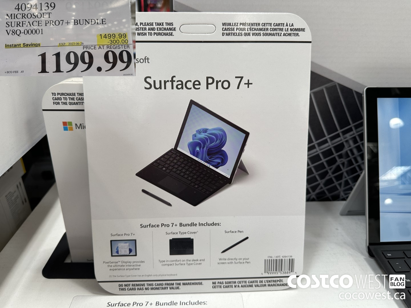 4094139 MICROSOFT SURFACE PRO7+ BUNDLE V8Q-00001 ($300.00 INSTANT SAVINGS EXPIRES ON 2023-06-26) $1199.99