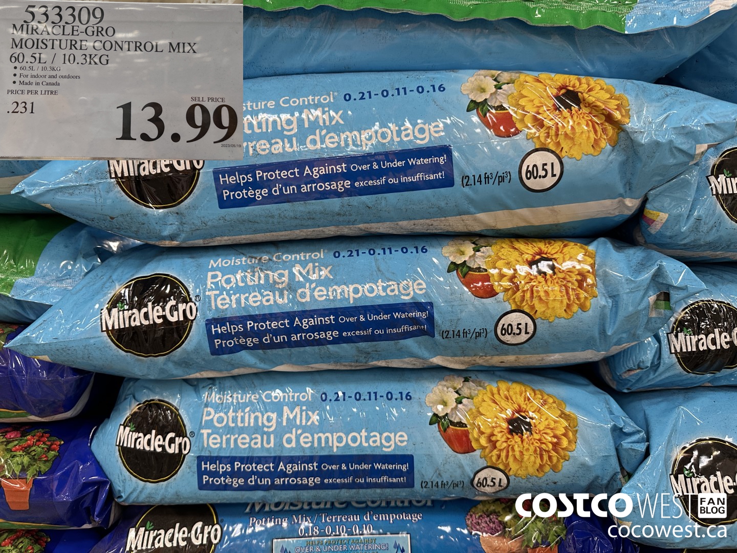 533309 MIRACLE-GRO MOISTURE CONTROL MIX 60.5L / 10.3 KG $13.99