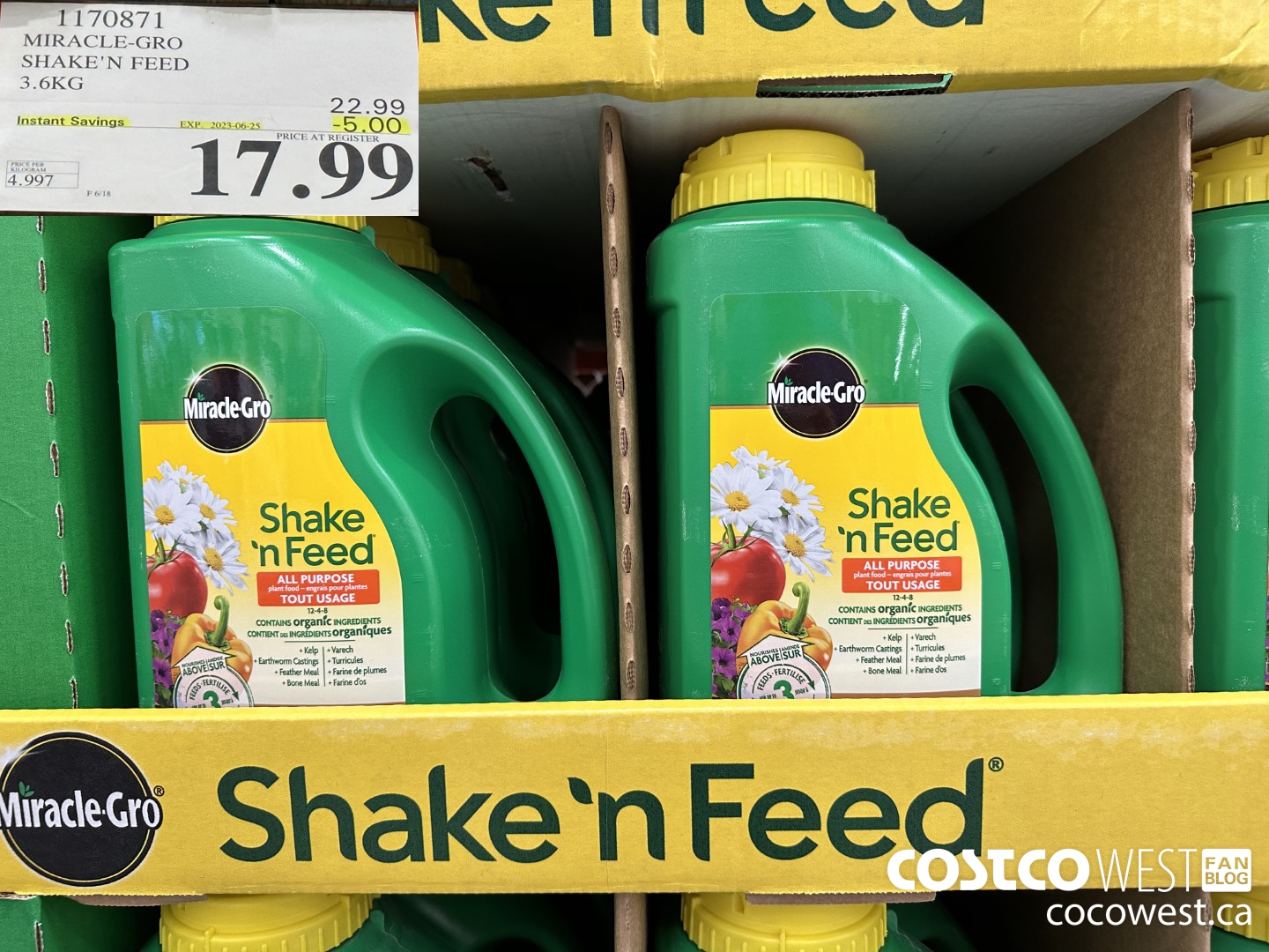 1170871 MIRACLE-GRO SHAKE'N FEED 3.6KG ($5.00 INSTANT SAVINGS EXPIRES ON 2023-06-25) $17.99