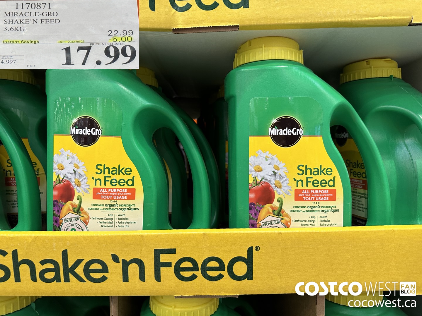 1170871 MIRACLE-GRO SHAKE'N FEED 3.6KG ($5.00 INSTANT SAVINGS EXPIRES ON 2023-06-25) $17.99