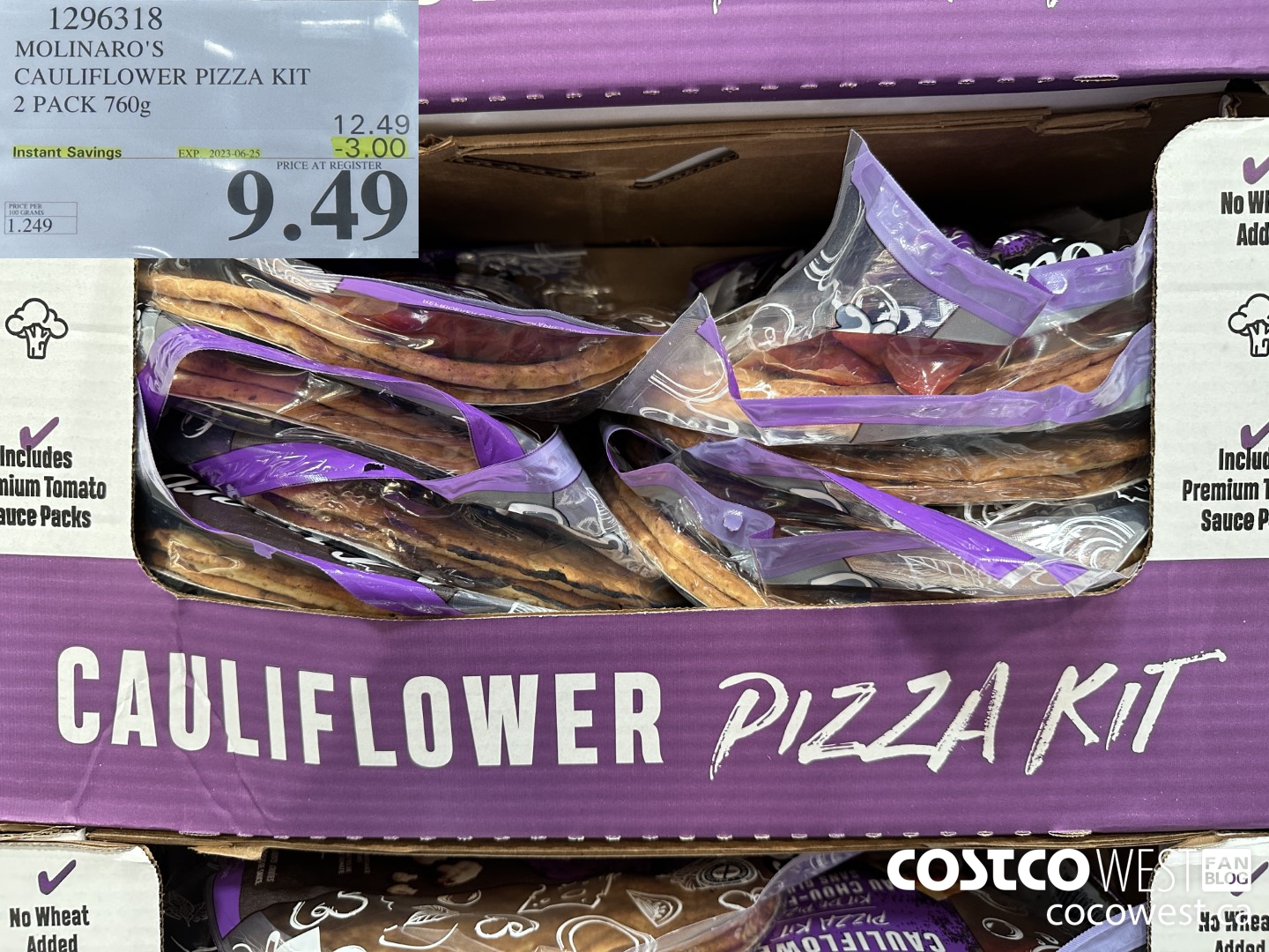 1296318 MOLINARO'S CAULIFLOWER PIZZA KIT 2 PACK 760g ($3.00 INSTANT SAVINGS EXPIRES ON 2023-06-25) $9.49