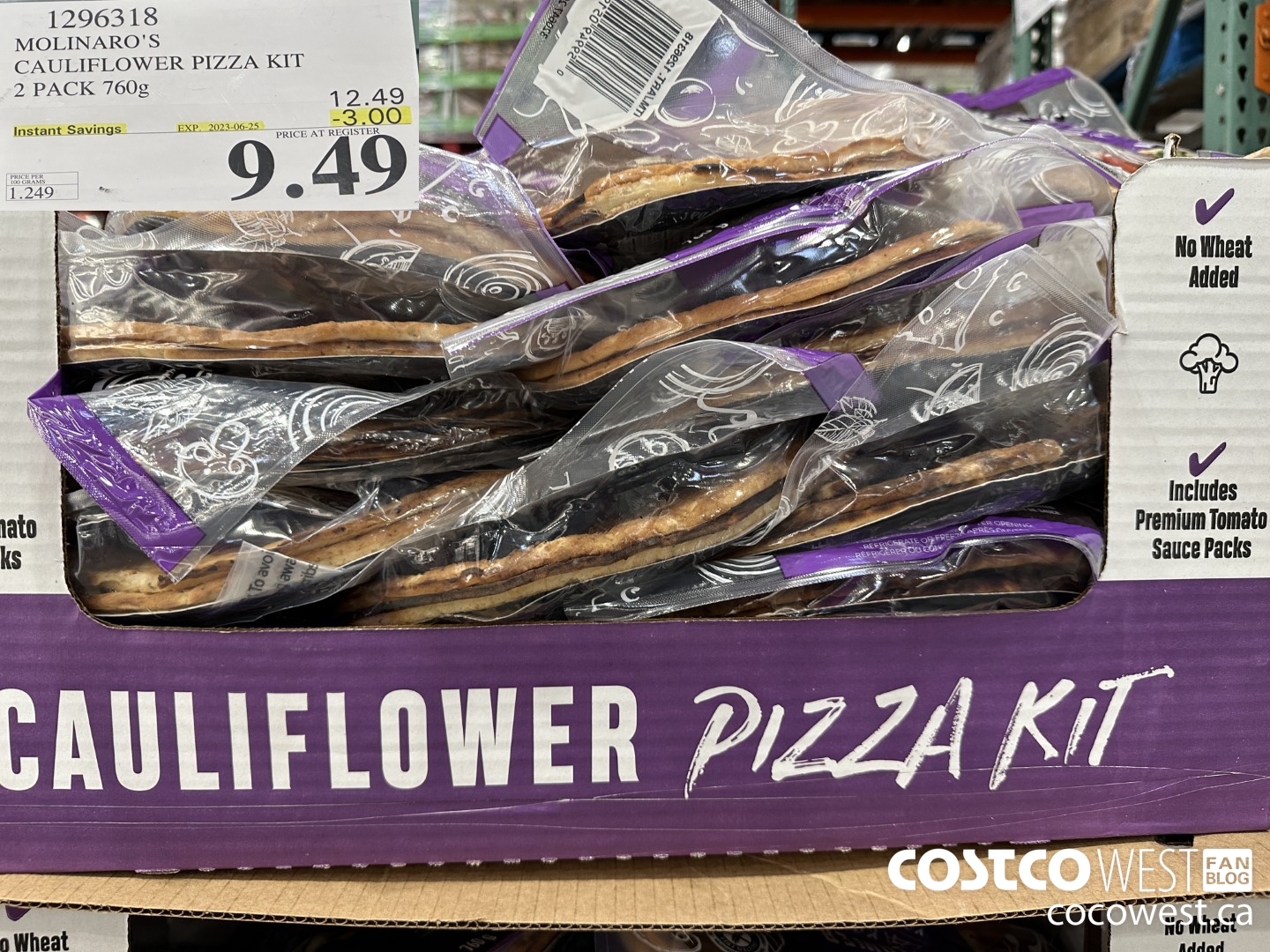 1296318 MOLINARO'S CAULIFLOWER PIZZA KIT 2 PACK 760g ($3.00 INSTANT SAVINGS EXPIRES ON 2023-06-25) $9.49