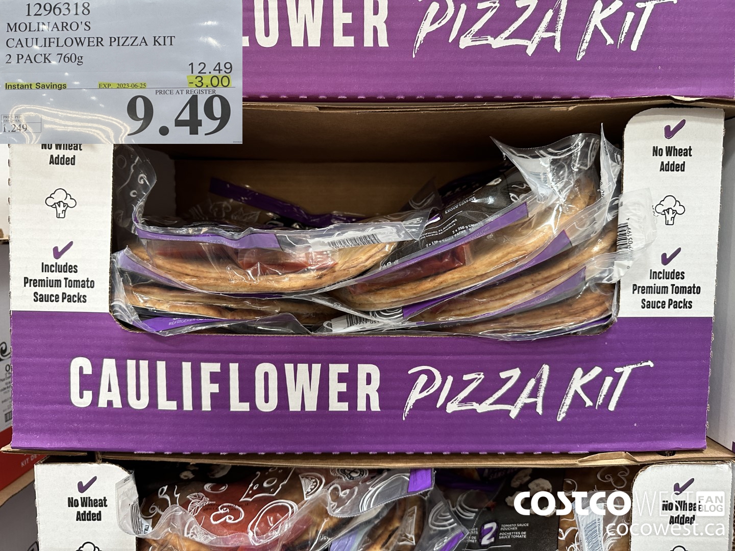 1296318 MOLINARO'S CAULIFLOWER PIZZA KIT 2 PACK 760g ($3.00 INSTANT SAVINGS EXPIRES ON 2023-06-25) $9.49