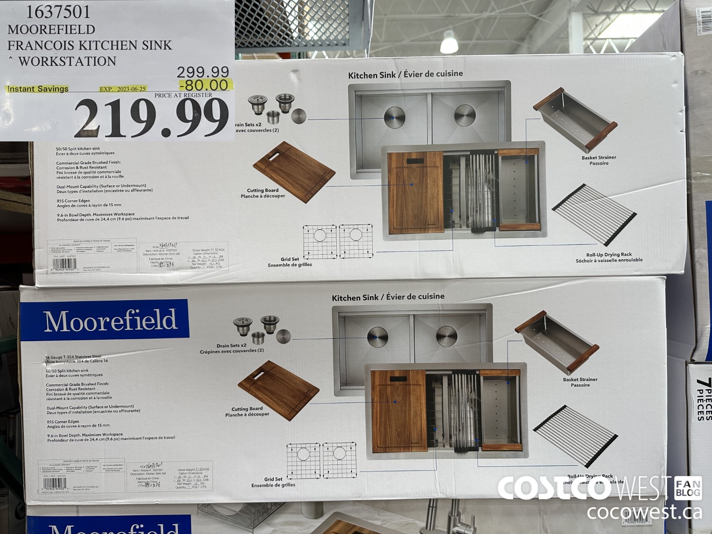 1637501 MOOREFIELD FRANCOIS KITCHEN SINK WORKSTATION ($80.00 INSTANT SAVINGS EXPIRES ON 2023-06-25) $219.99