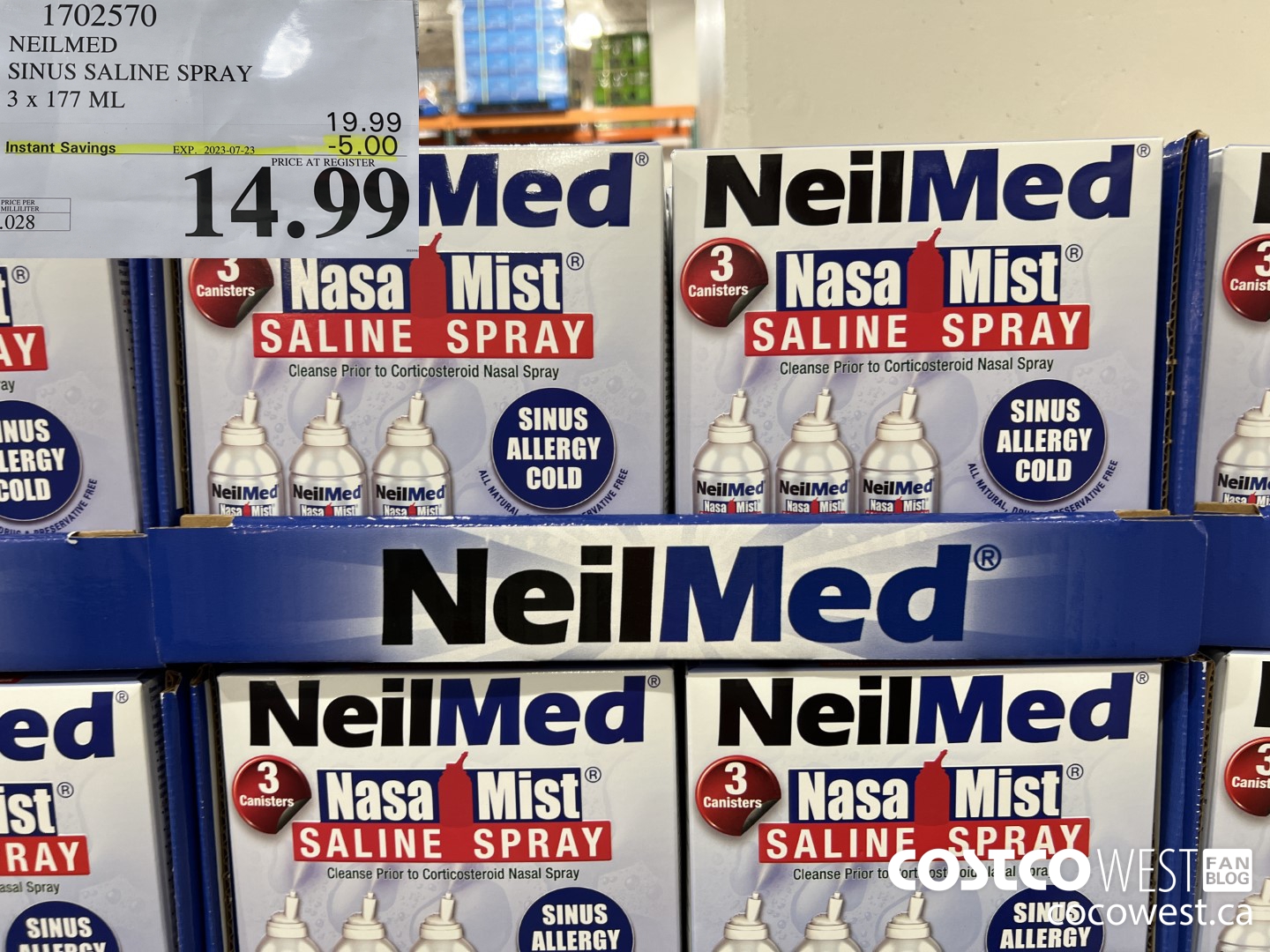 1702570 NEILMED SINUS SALINE SPRAY 3 X 177 ML ($5.00 INSTANT SAVINGS EXPIRES ON 2023-07-23) $14.99