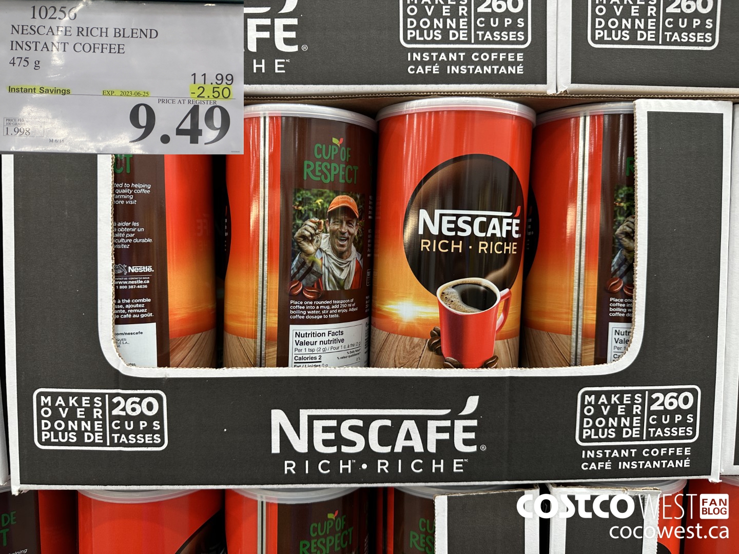 10256 NESCAFE RICH BLEND INSTANT COFFEE 475G ($2.50 INSTANT SAVINGS EXPIRES ON 2023-06-25) $9.49