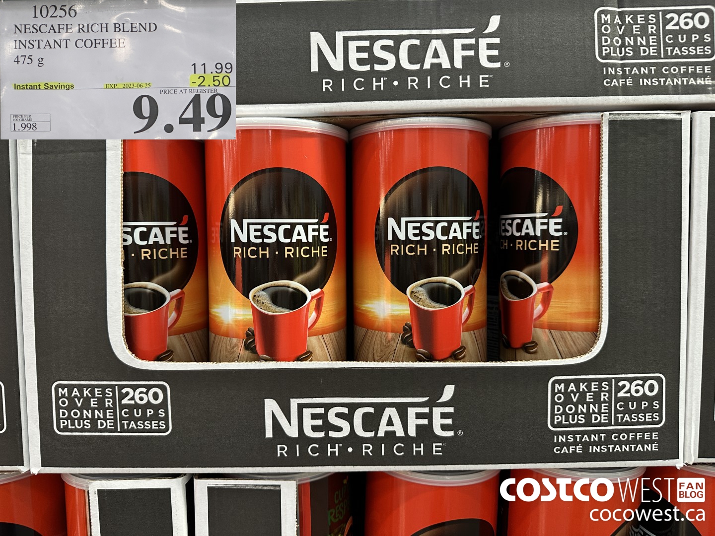 10256 NESCAFE RICH BLEND INSTANT COFFEE 475 g  ($2.50 INSTANT SAVINGS EXPIRES ON 2023-06-25) $9.49