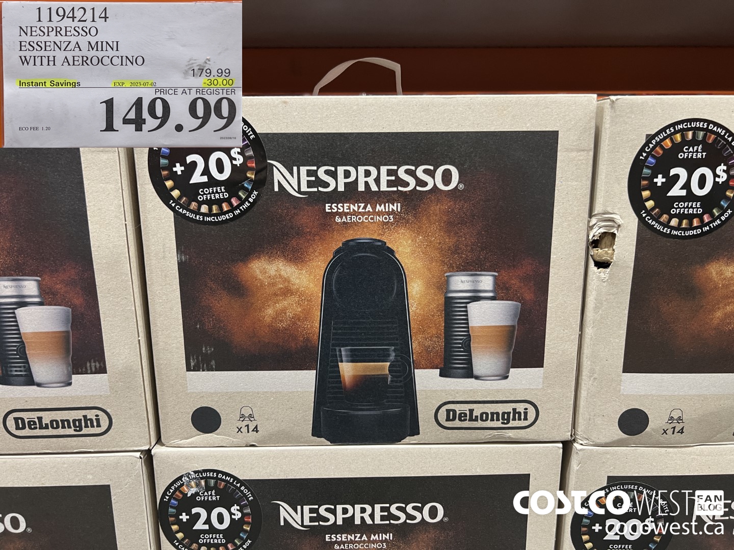 1194214 NESPRESSO ESSENZA MINI WITH AEROCCINO ($30.00 INSTANT SAVINGS EXPIRES ON 2023-07-02) $149.99