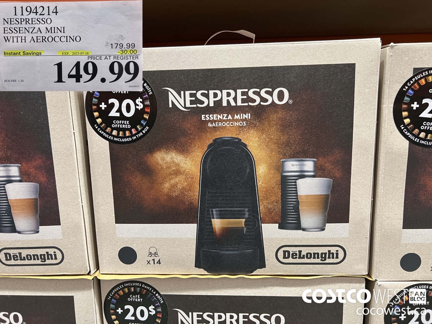 1194214 NESPRESSO ESSENZA MINI WITH AEROCCINO ($30.00 INSTANT SAVINGS EXPIRES ON 2023-07-16) $149.99