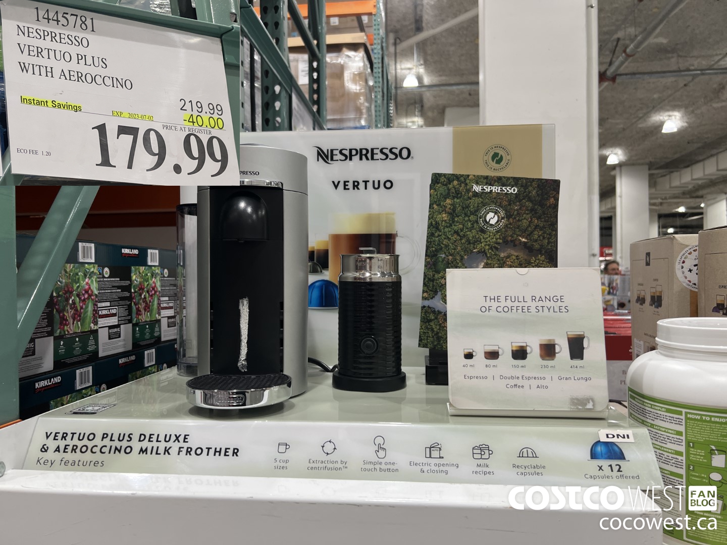 1445781 NESPRESSO VERTUO PLUS WITH AEROCCINO ($40.00 INSTANT SAVINGS EXPIRES ON 2023-07-02) $179.99