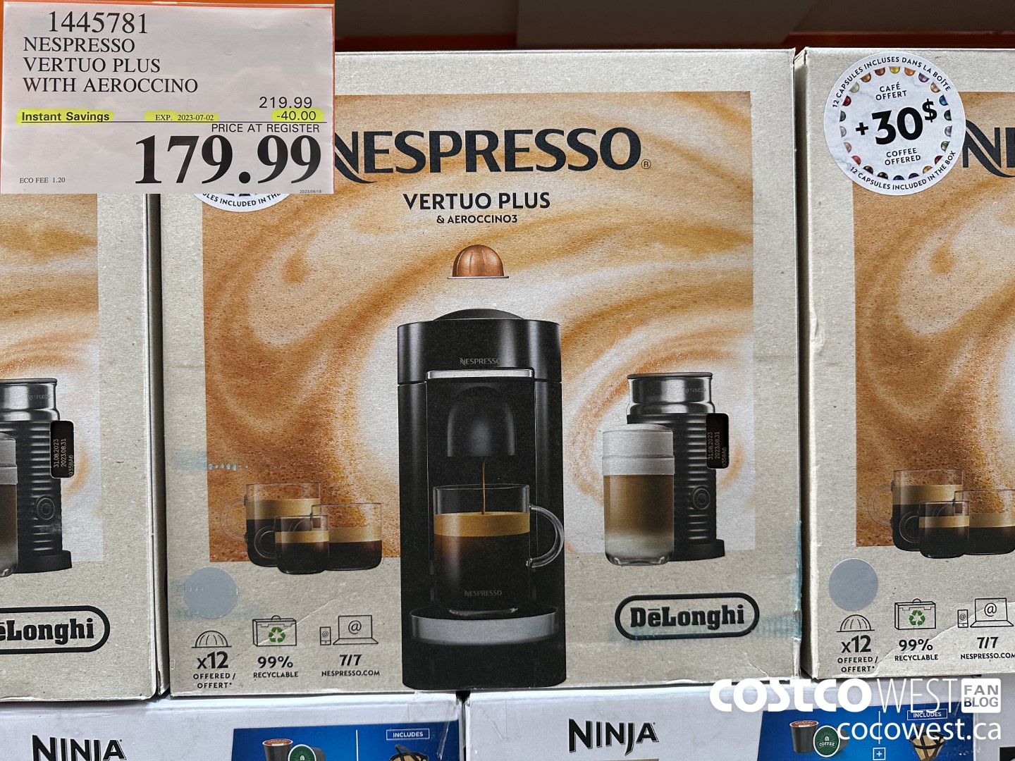 1445781 NESPRESSO VERTUO PLUS WITH AEROCCINO ($40.00 INSTANT SAVINGS EXPIRES ON 2023-07-02) $179.99